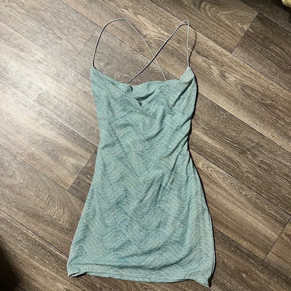 Windsor Aqua Glitter Dress size L
